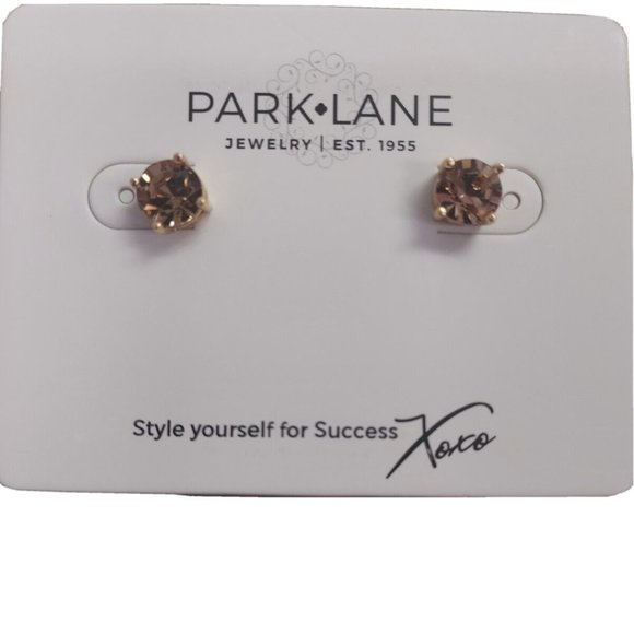 Park Lane Gold and Brown Stud Earrings - Picture 3 of 3